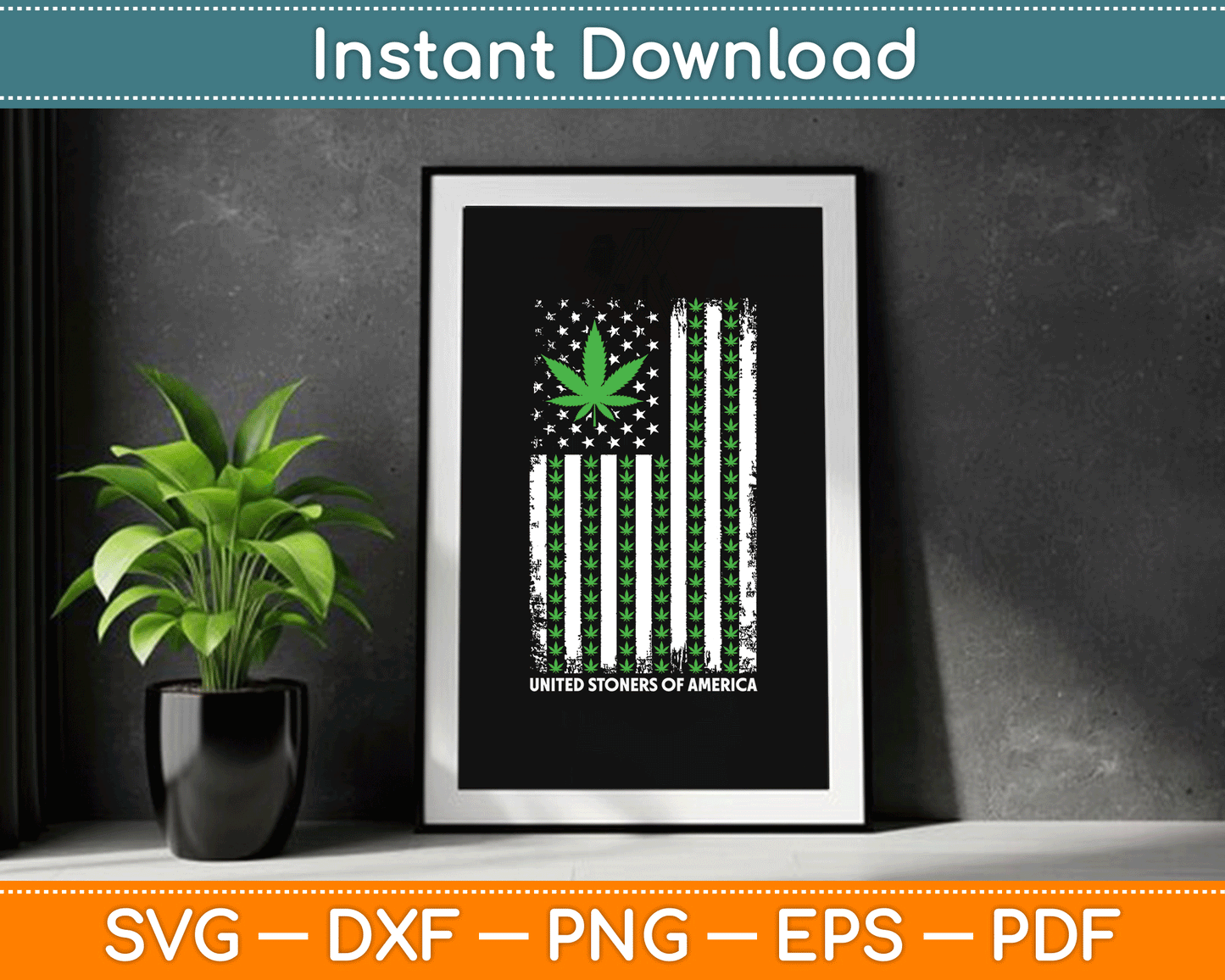 USA Flag Marijuana Leaf Flag Weed United Stoners Of America SVG Digital Cutting File