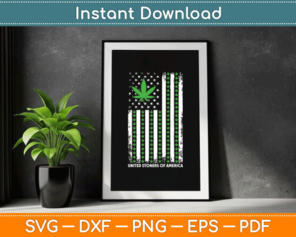 USA Flag Marijuana Leaf Flag Weed United Stoners Of America SVG Digital Cutting File