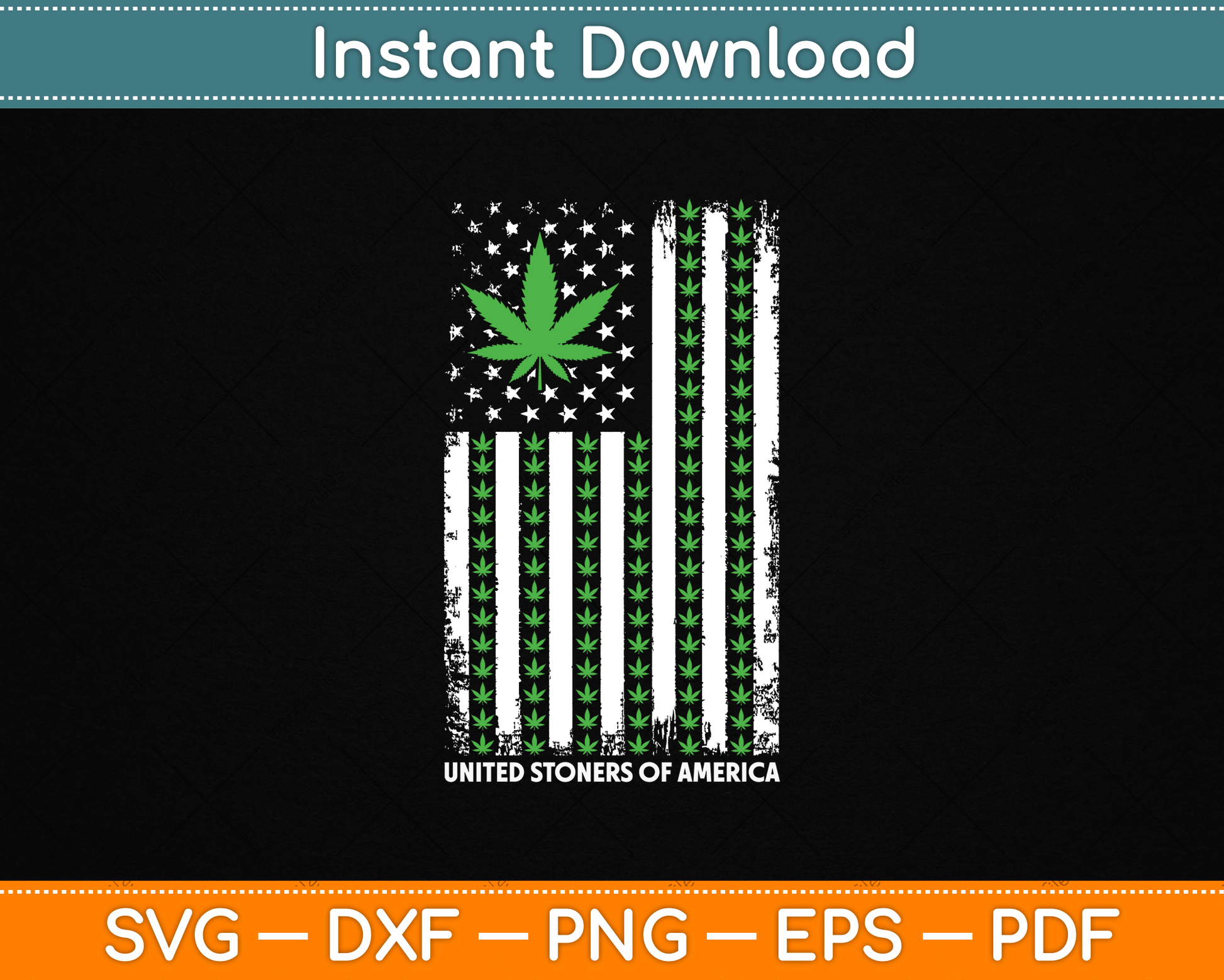 USA Flag Marijuana Leaf Flag Weed United Stoners Of America SVG Digital Cutting File