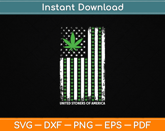 USA Flag Marijuana Leaf Flag Weed United Stoners Of America SVG Digital Cutting File