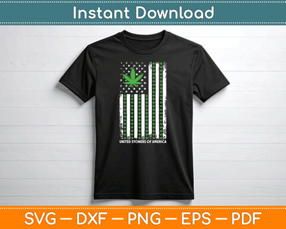USA Flag Marijuana Leaf Flag Weed United Stoners Of America SVG Digital Cutting File