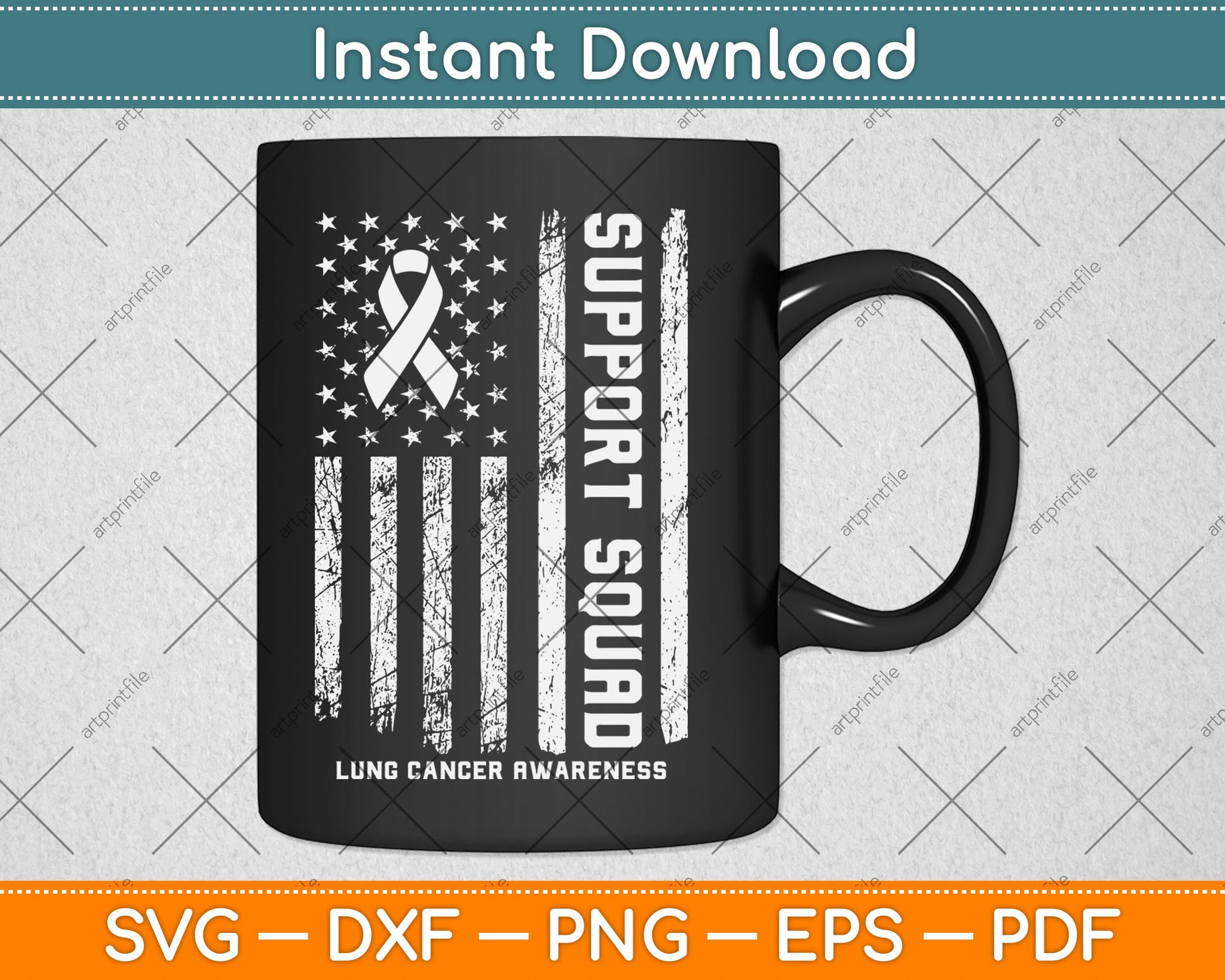 USA Flag Lung Cancer Support Squad Cancer Awareness Svg Digital Cutting File