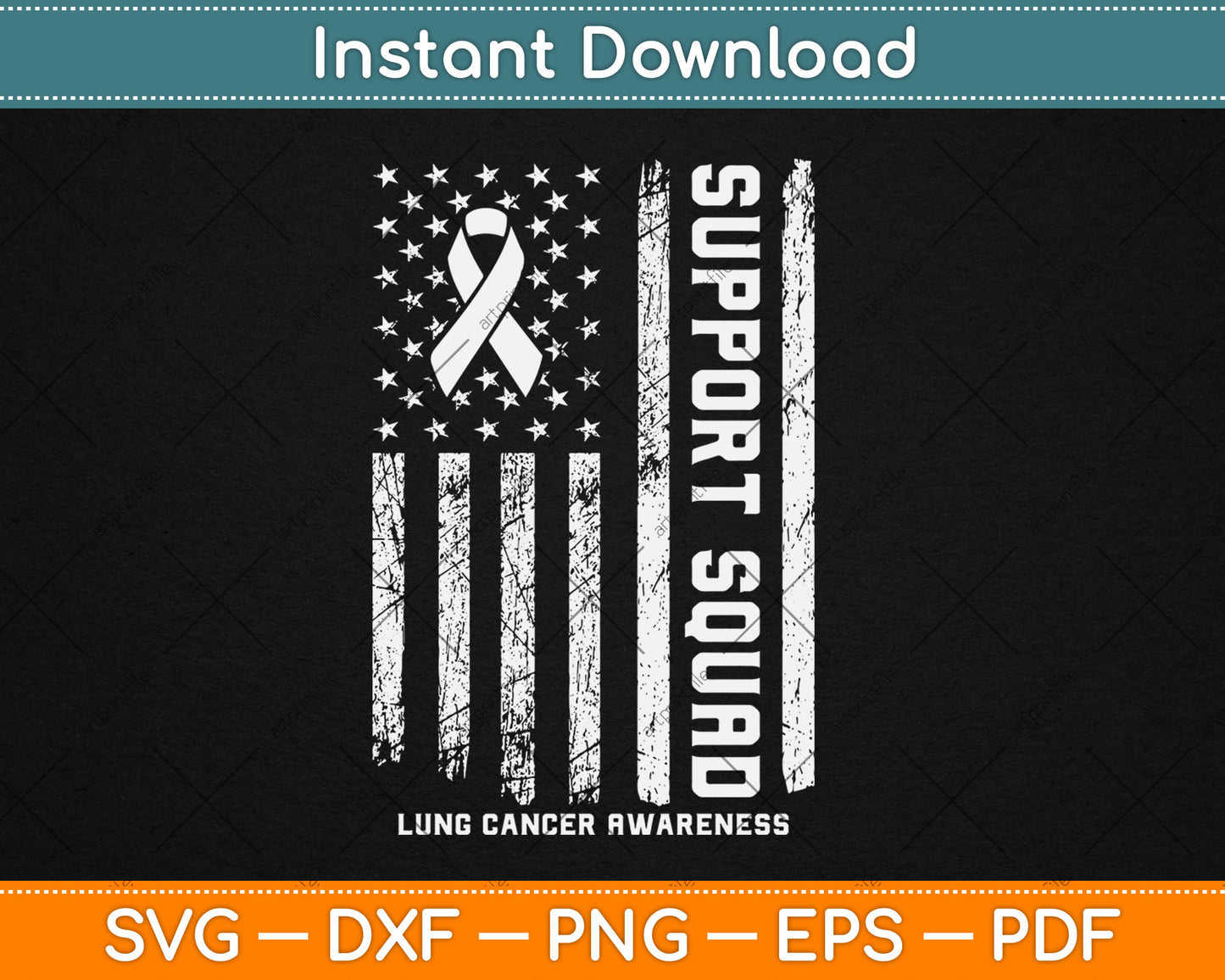 USA Flag Lung Cancer Support Squad Cancer Awareness Svg Digital Cutting File