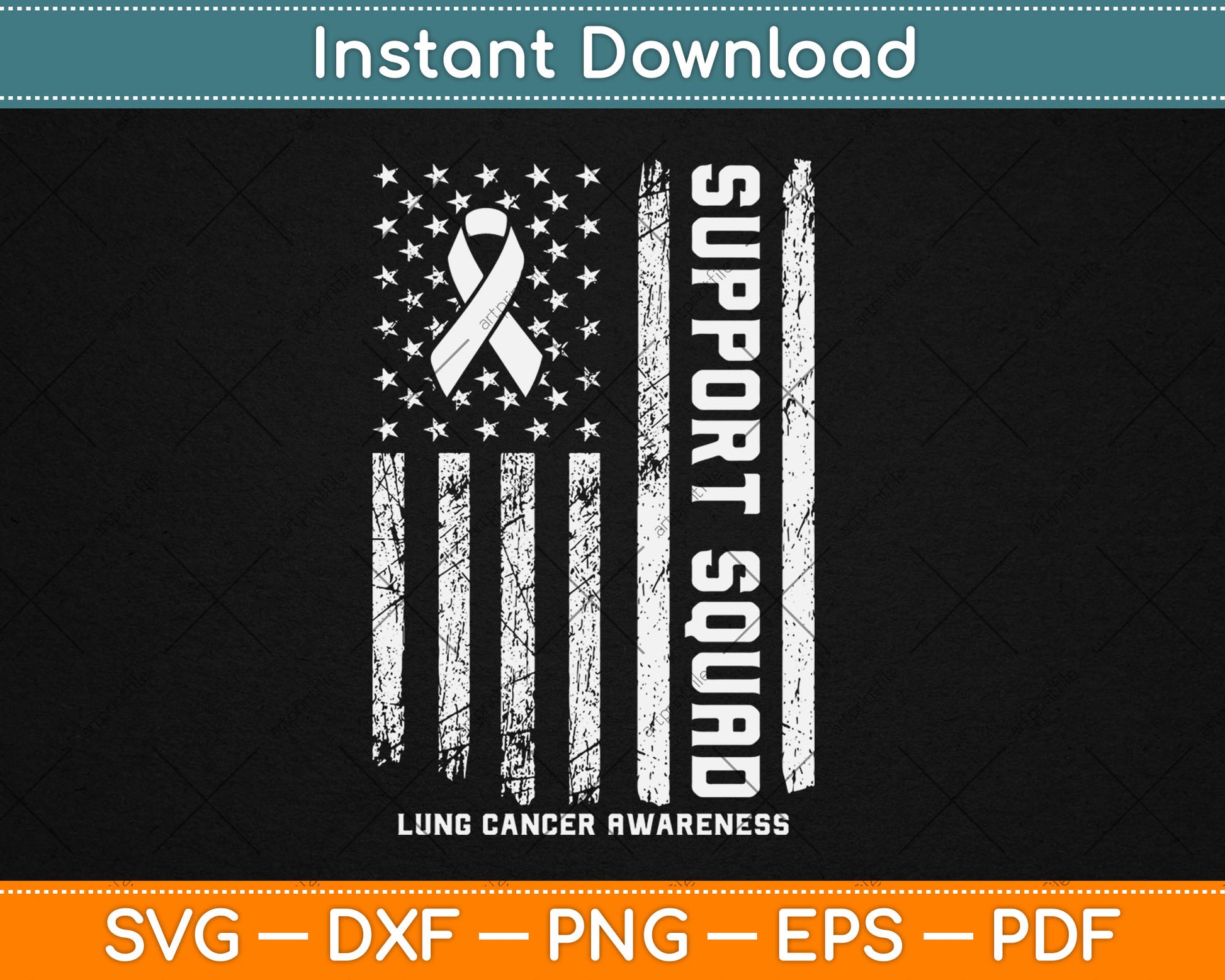 USA Flag Lung Cancer Support Squad Cancer Awareness Svg Digital Cutting File