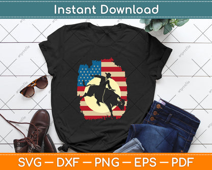USA Flag Rodeo Lover Bull 4th of July Patriotic Cowboy SVG Digital Cutting File