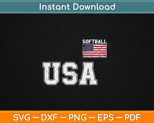 USA Flag Softball Pocket Team Jersey Gift Svg Digital Cutting File