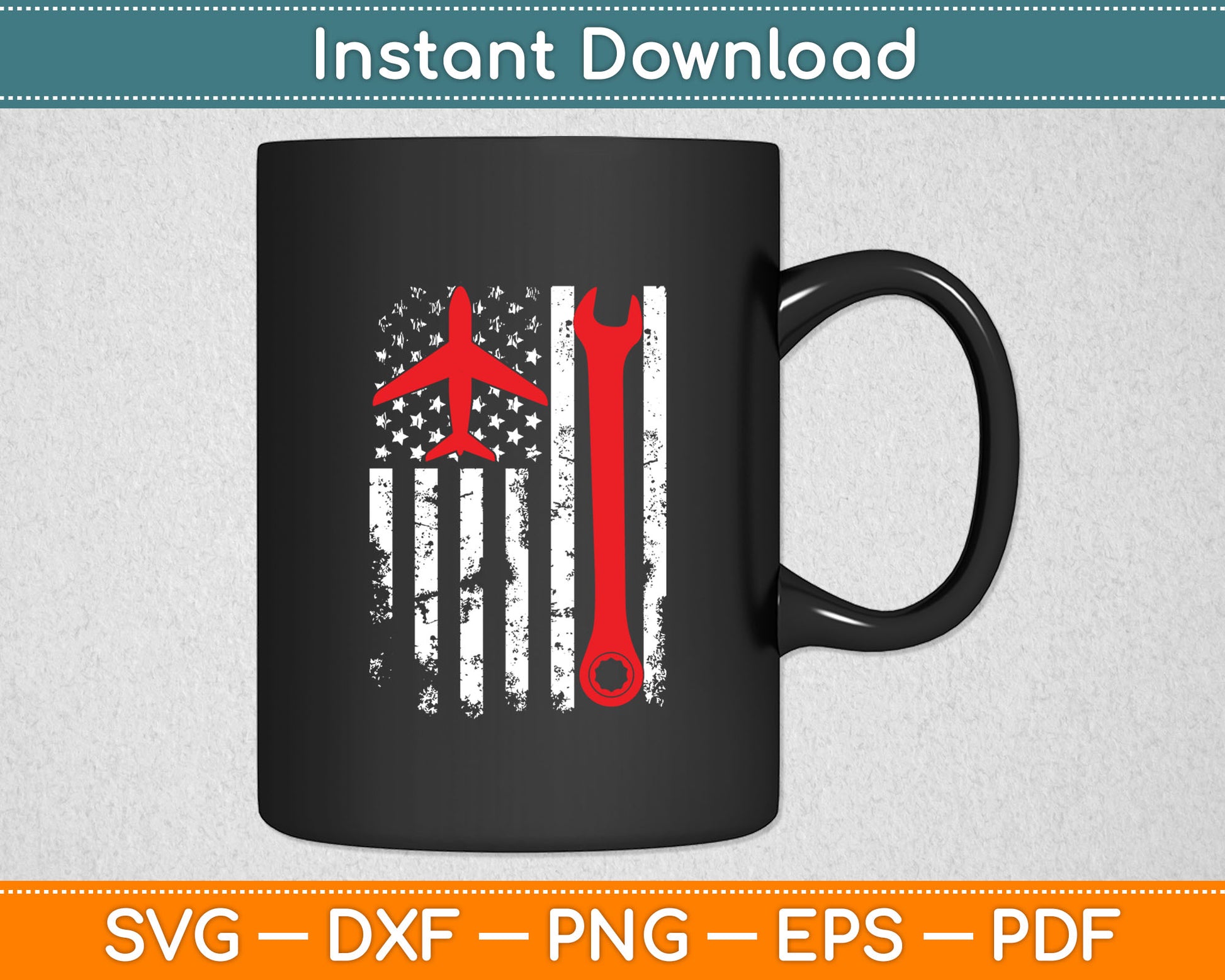 US Flag Airplane Mechanic Tools Aviation Technician Plane Lover Svg Digital Cutting File