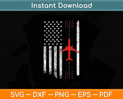 US Flag Airport Runway! Airplane Pilot Svg Png Dxf Digital Cutting File
