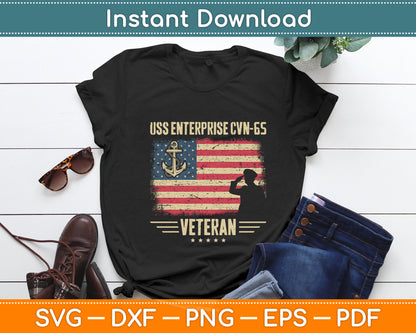 USS Enterprise CVN-65 Aircraft Carrier Veteran Flag Vintage Svg Digital Cutting File