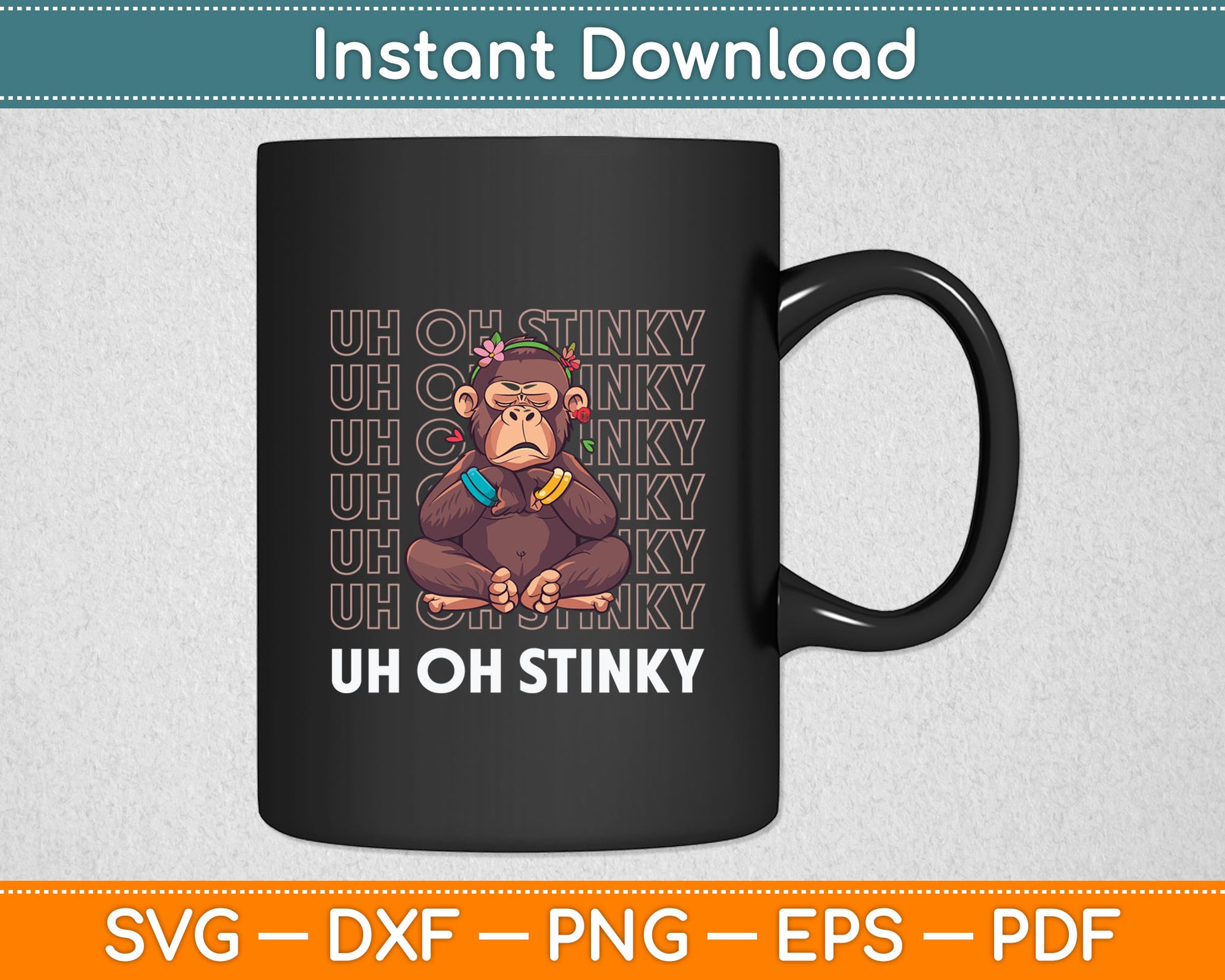Uh Oh Stinky Poop Meme Funny Monkey Svg Digital Cutting File