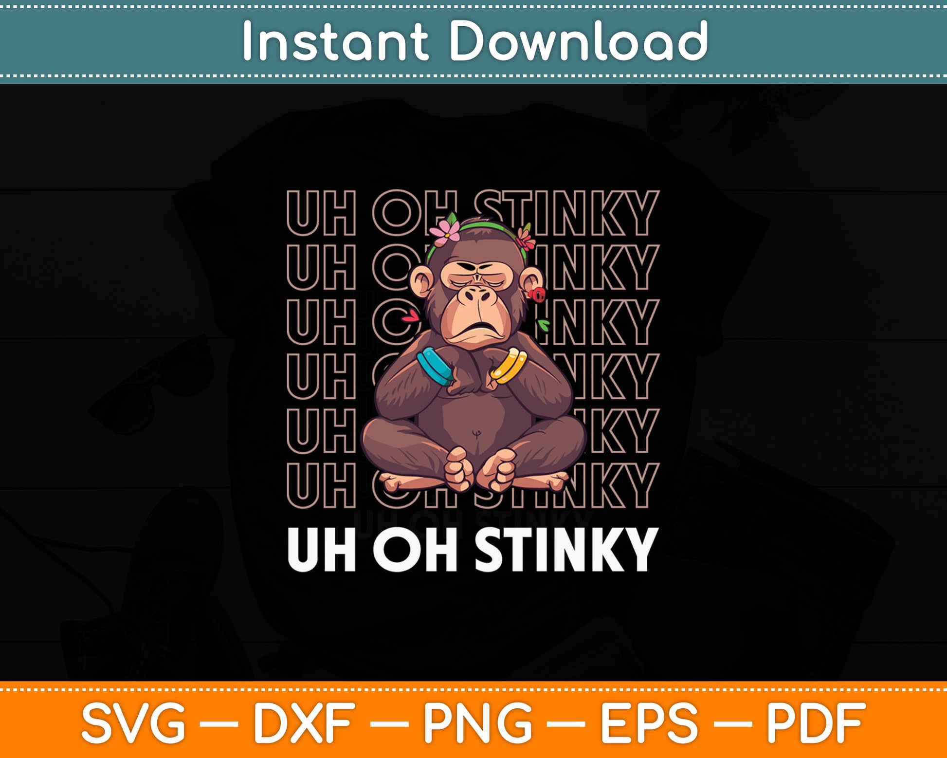 Uh Oh Stinky Poop Meme Funny Monkey Svg Digital Cutting File