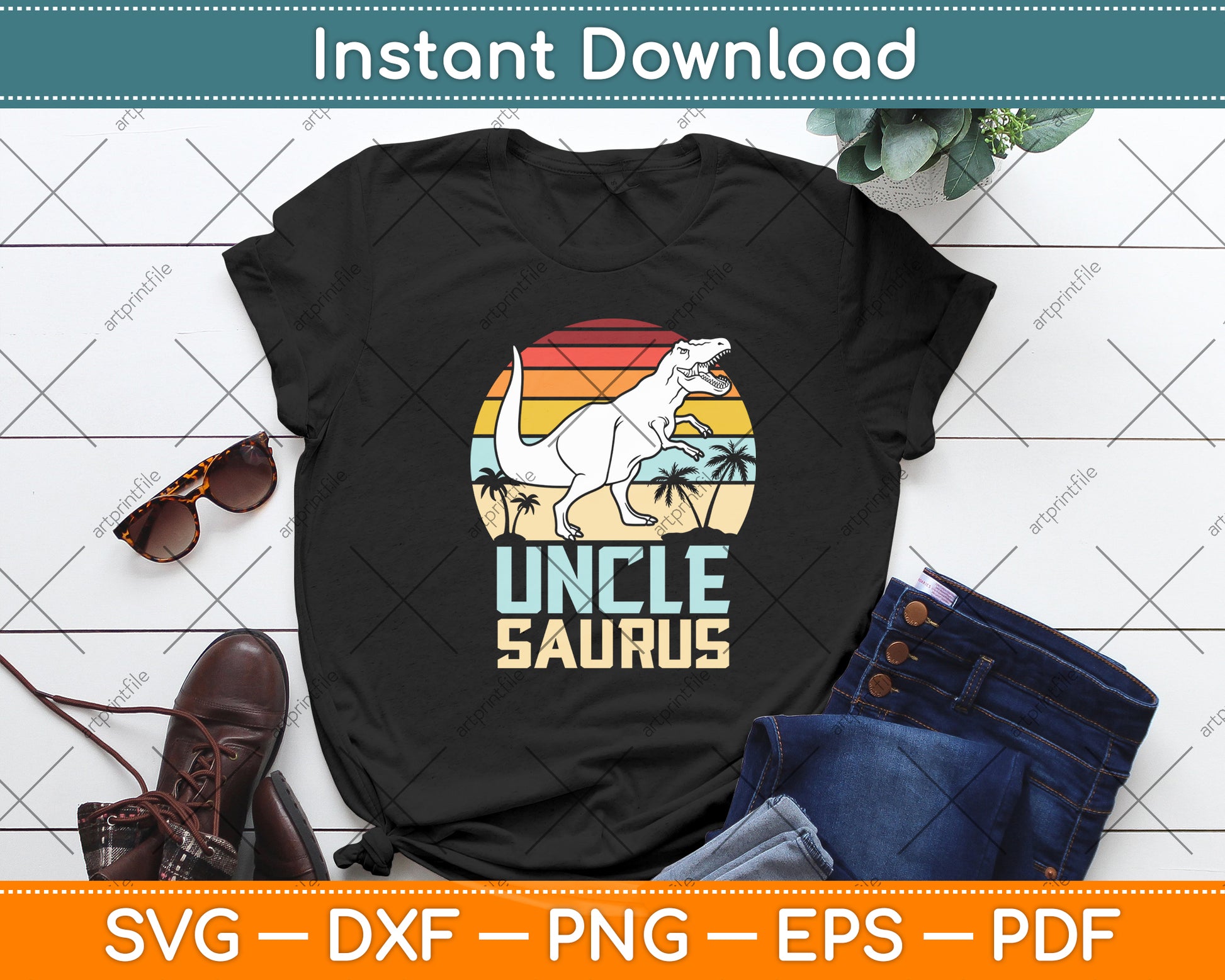 Unclesaurus T Rex Dinosaur Uncle Saurus Family Matching Svg Digital Cutting File