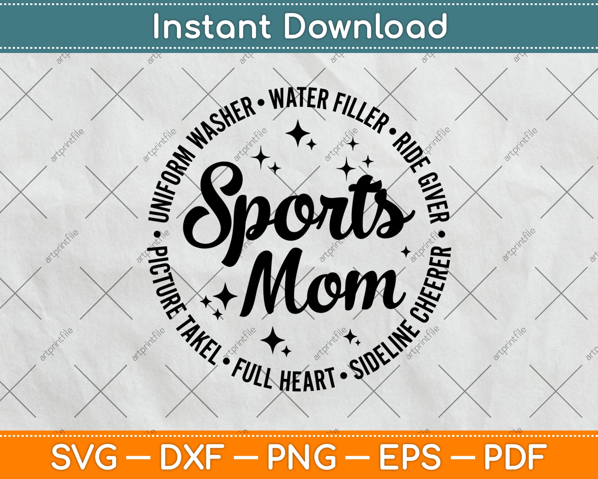 Uniform Washer Water Filler Full Heart Sport Mom Svg Digital Cutting File