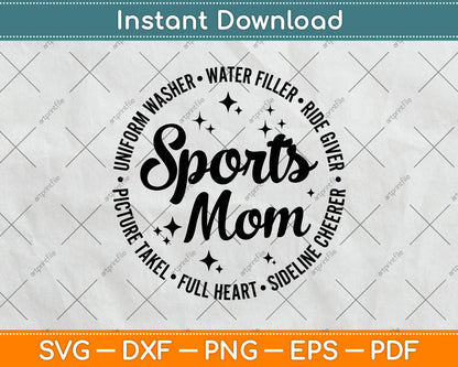 Uniform Washer Water Filler Full Heart Sport Mom Svg Digital Cutting File