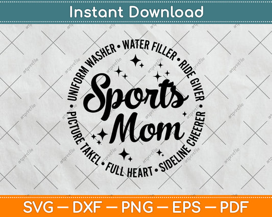 Uniform Washer Water Filler Full Heart Sport Mom Svg Digital Cutting File
