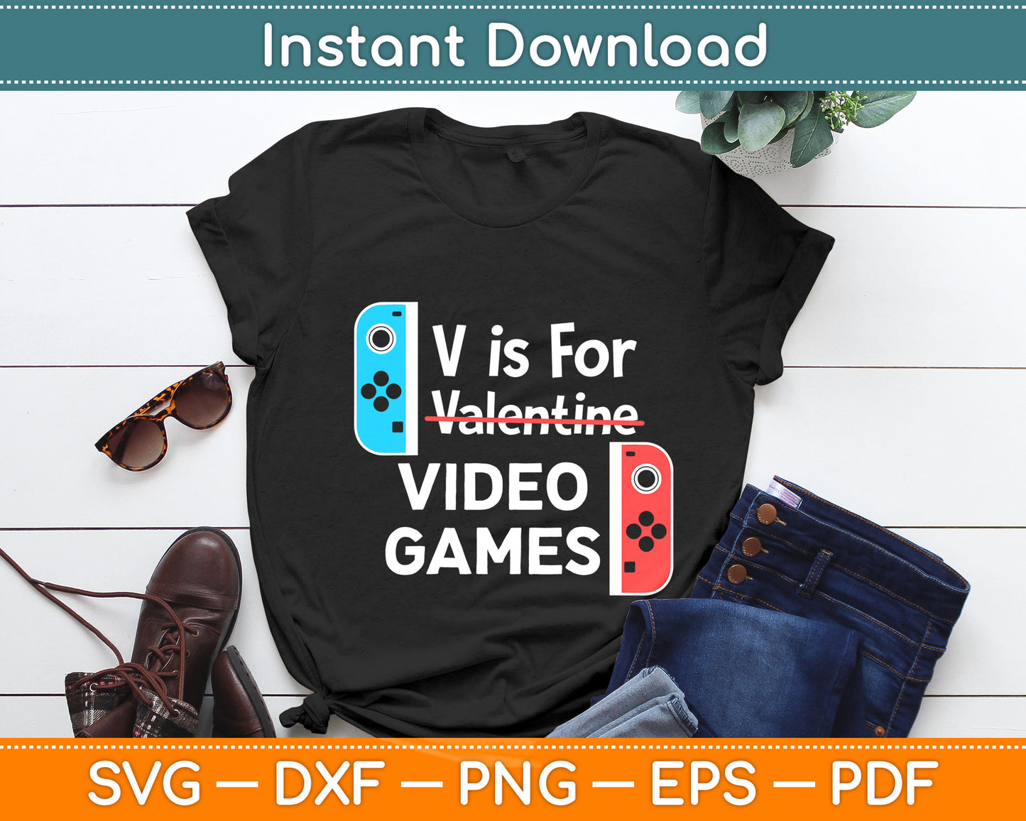 V Is For Valentine Video Games Funny Valentine's Day Svg Digital Cutting File