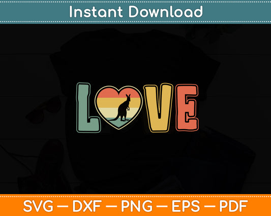 Valentines Distressed Vintage Kangaroo Lover Funny Animals Svg Digital Cutting File