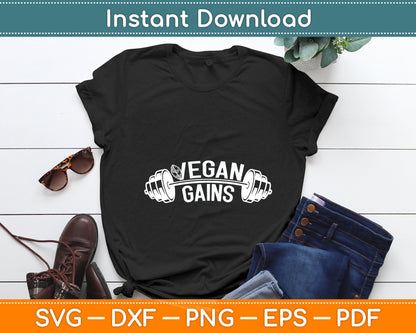 Vegan Gains Vegetarian Funny Gym Wear Svg Digital Cutting File