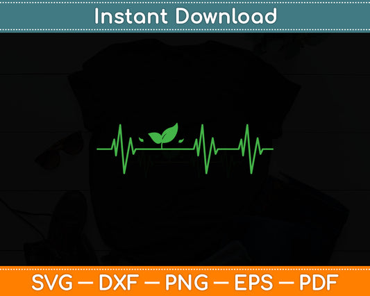 Vegan Heartbeat Lifeline Plant Based Nutrition Gift Food Svg Digital Cutting File
