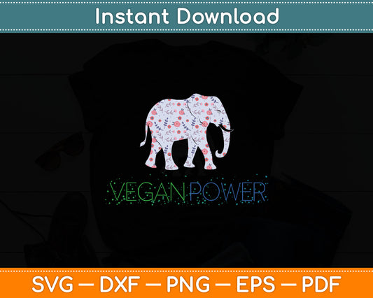 Vegan Power Elephant Mandala Svg Digital Cutting File