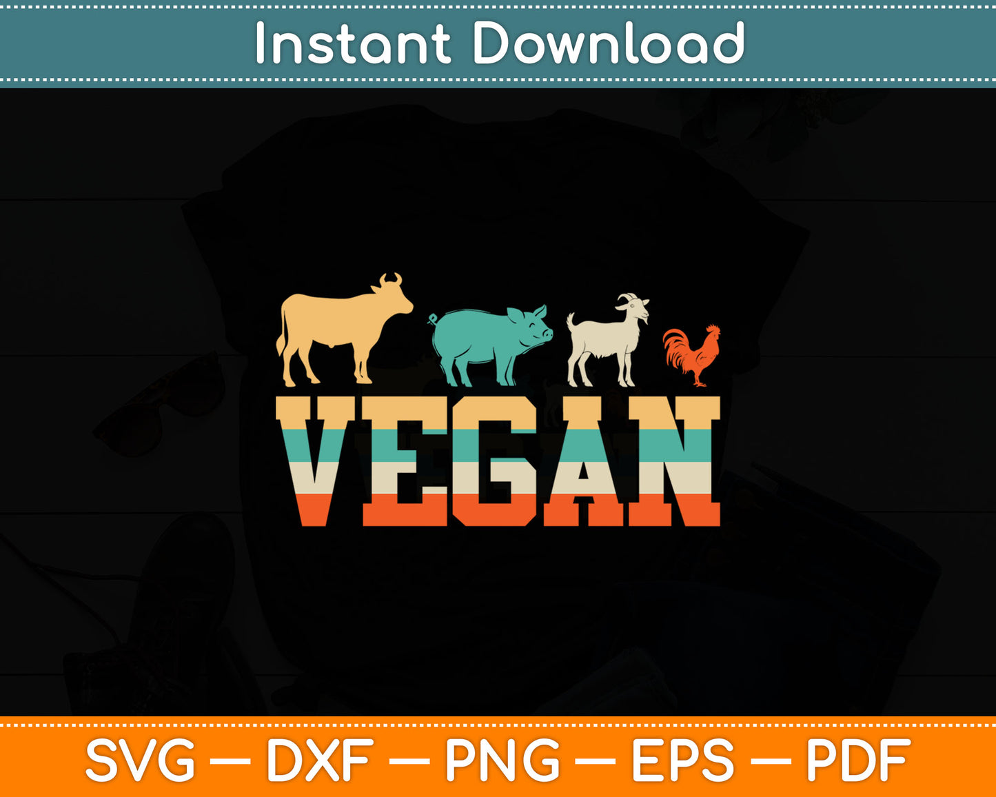 Vegan Vintage Svg Digital Cutting File