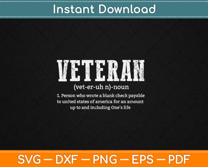 Veteran Noun Definition Svg Digital Cutting File