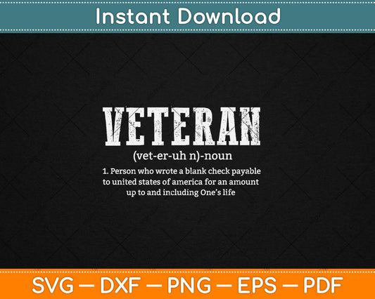 Veteran Noun Definition Svg Digital Cutting File
