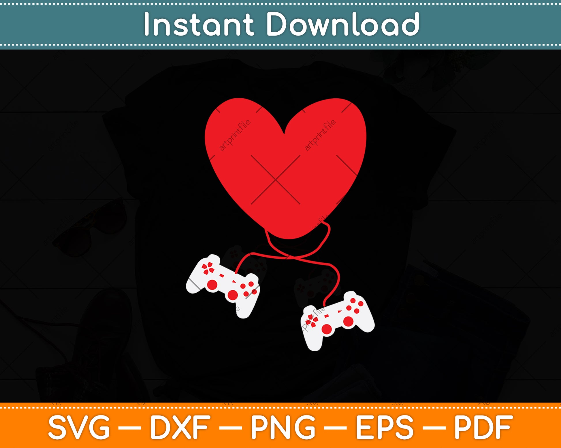 Video Gamer Heart Valentines Day Svg Digital Cutting File