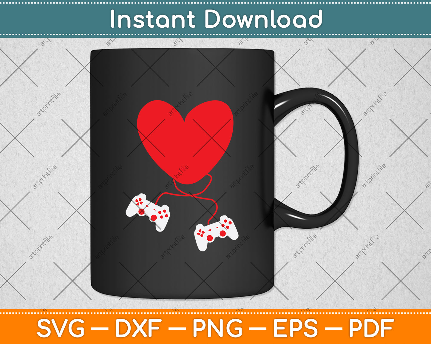 Video Gamer Heart Valentines Day Svg Digital Cutting File