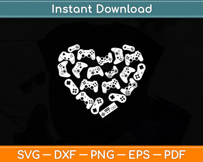 Video Gamer Heart of Controllers Valentine's Day Svg Digital Cutting File