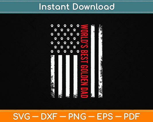 Vintage American Flag World’s Best Golden Retriever Dad SVG Digital Cutting File