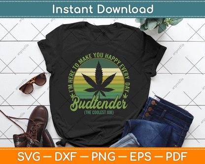 Vintage Budtender Coolest Job Marijuana Weed Supporters SVG Digital Cutting File