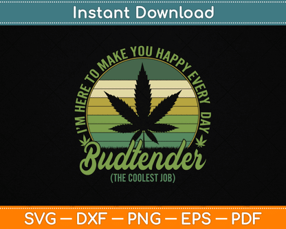 Vintage Budtender Coolest Job Marijuana Weed Supporters SVG Digital Cutting File