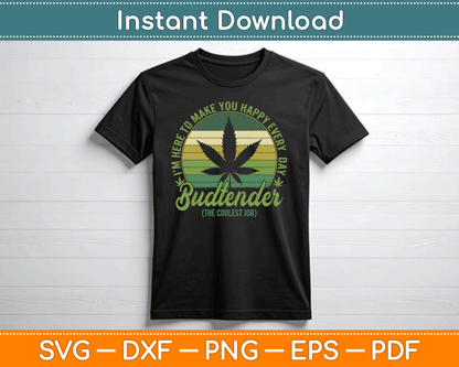 Vintage Budtender Coolest Job Marijuana Weed Supporters SVG Digital Cutting File
