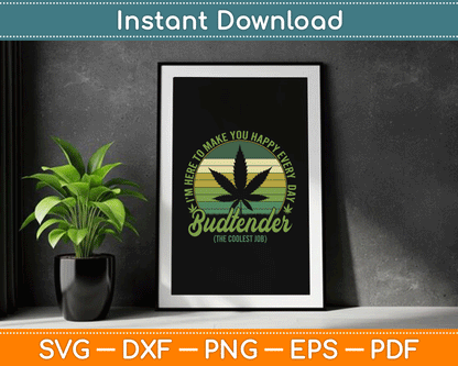 Vintage Budtender Coolest Job Marijuana Weed Supporters SVG Digital Cutting File