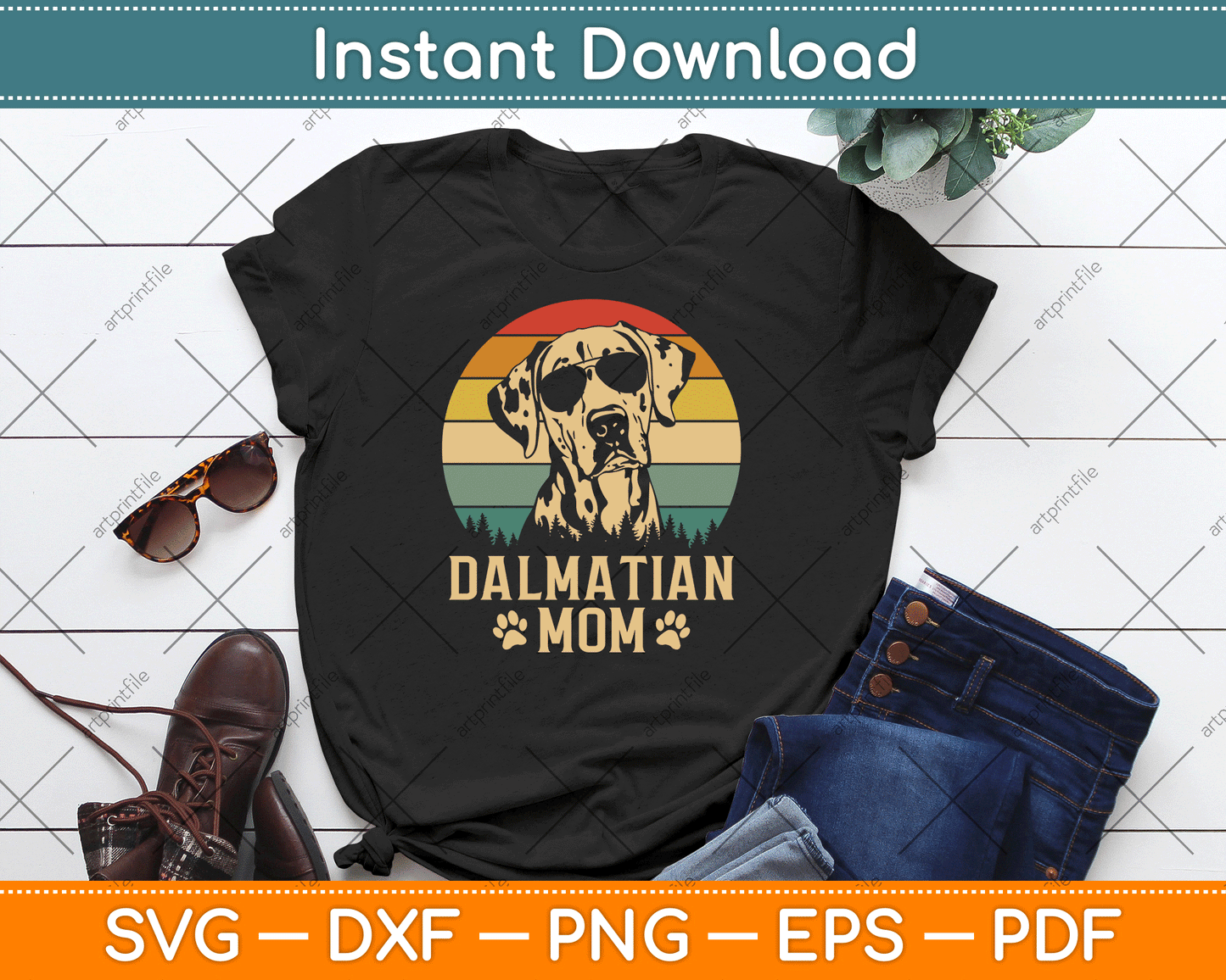 Vintage Dalmatian Mom Dog Lovers Mother's Day SVG Digital Cutting File