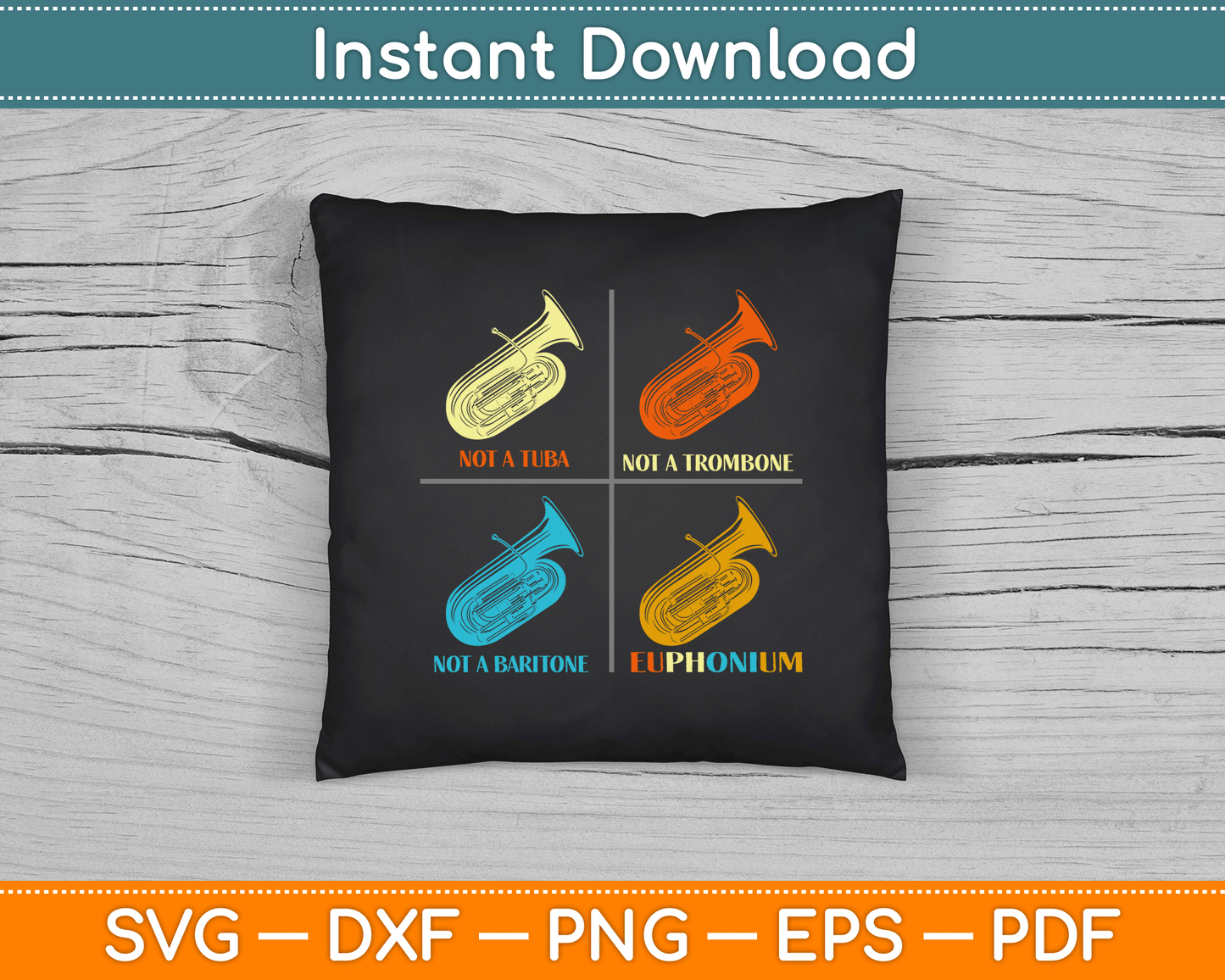 Vintage Euphonium Player Brass Orchestra SVG Digital Cutting File