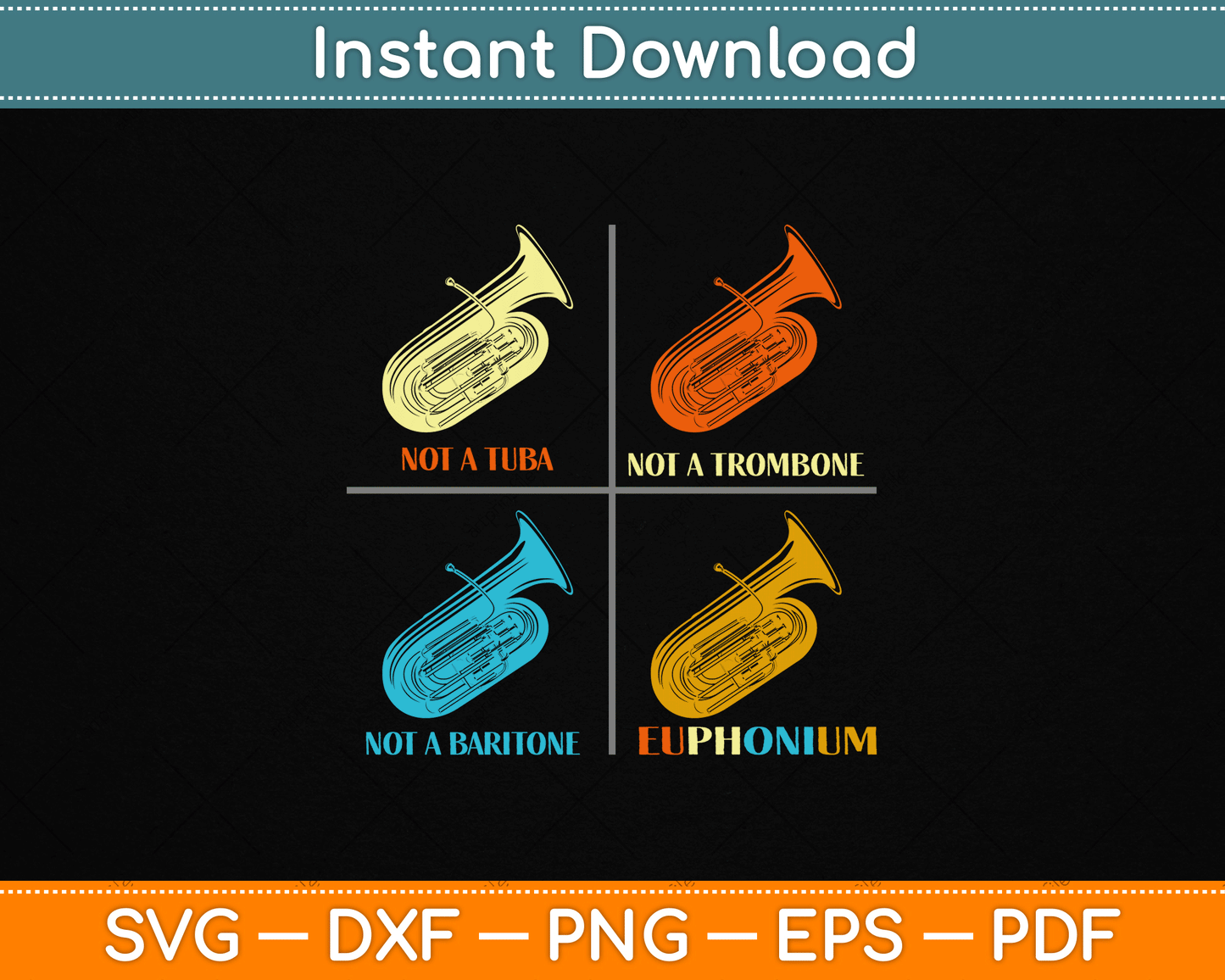 Vintage Euphonium Player Brass Orchestra Svg