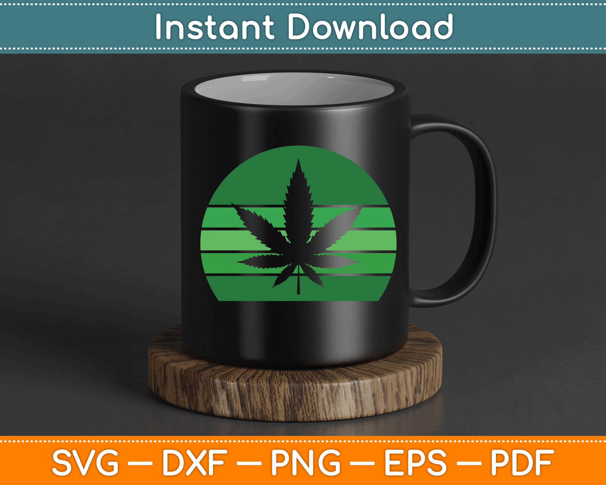 Vintage Marijuana Pot Leaf Hemp Leaf Retro SVG Digital Cutting File