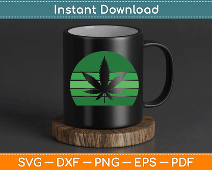 Vintage Marijuana Pot Leaf Hemp Leaf Retro SVG Digital Cutting File