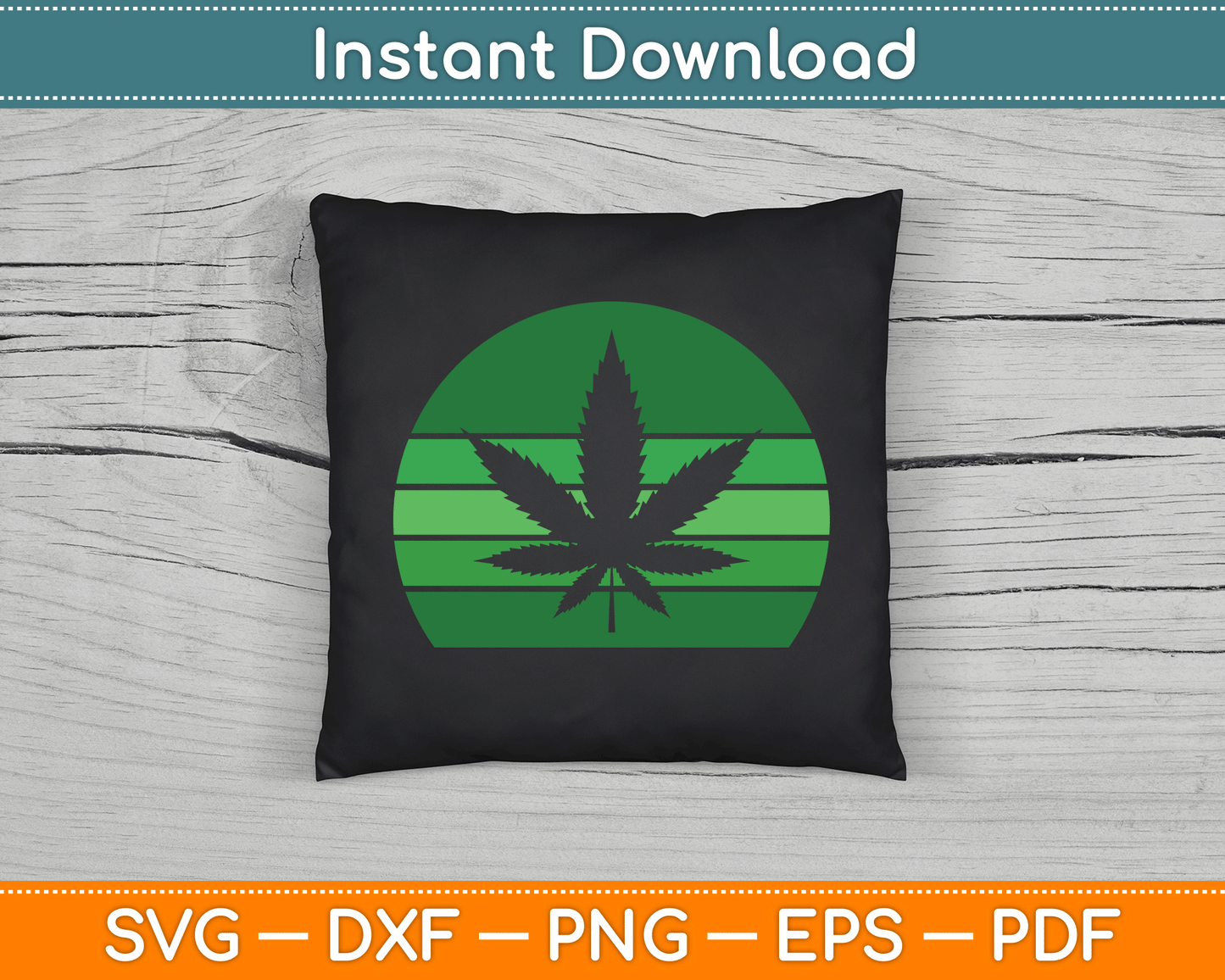 Vintage Marijuana Pot Leaf Hemp Leaf Retro SVG Digital Cutting File