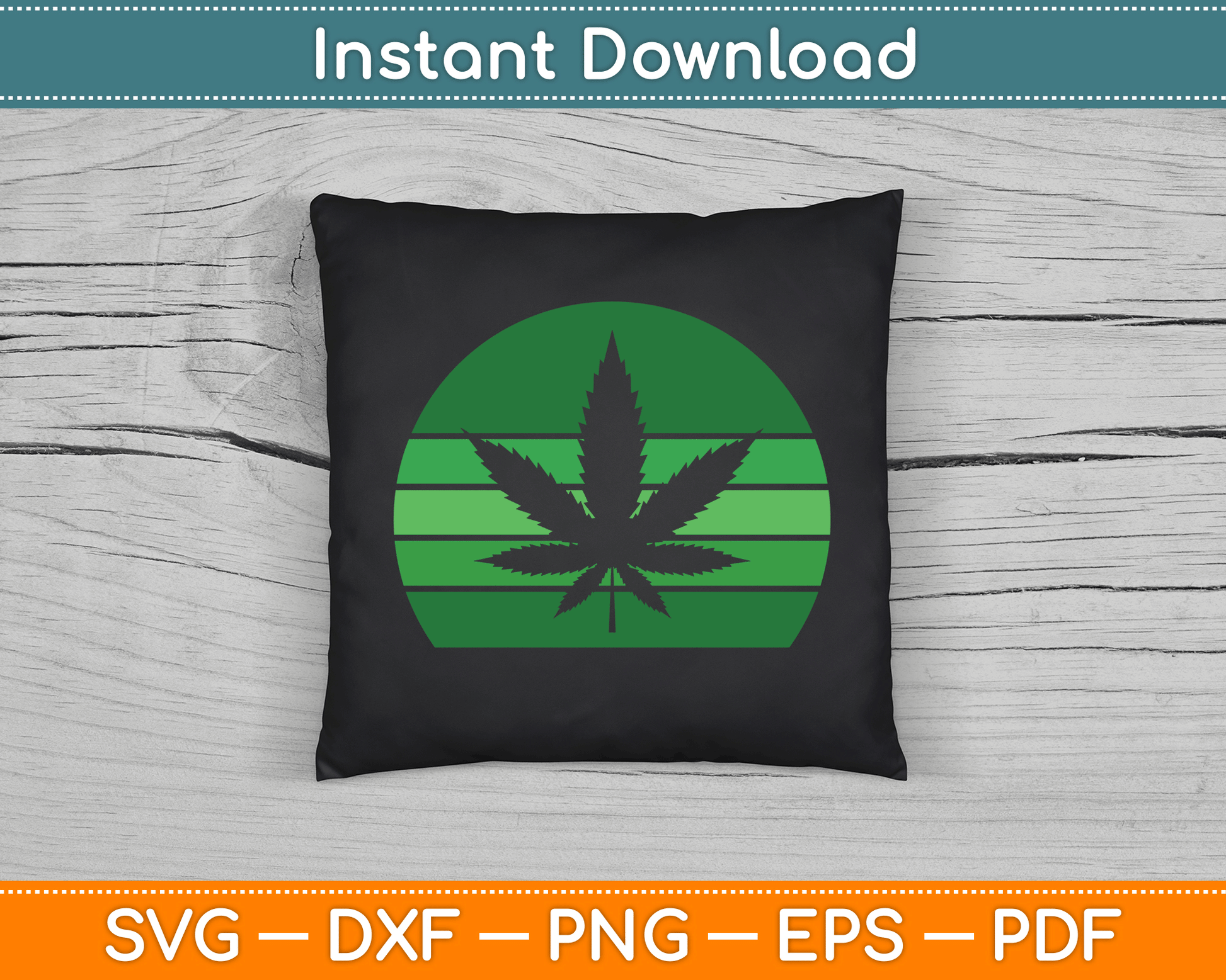 Vintage Marijuana Pot Leaf Hemp Leaf Retro SVG Digital Cutting File