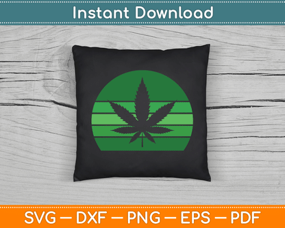 Vintage Marijuana Pot Leaf Hemp Leaf Retro SVG Digital Cutting File