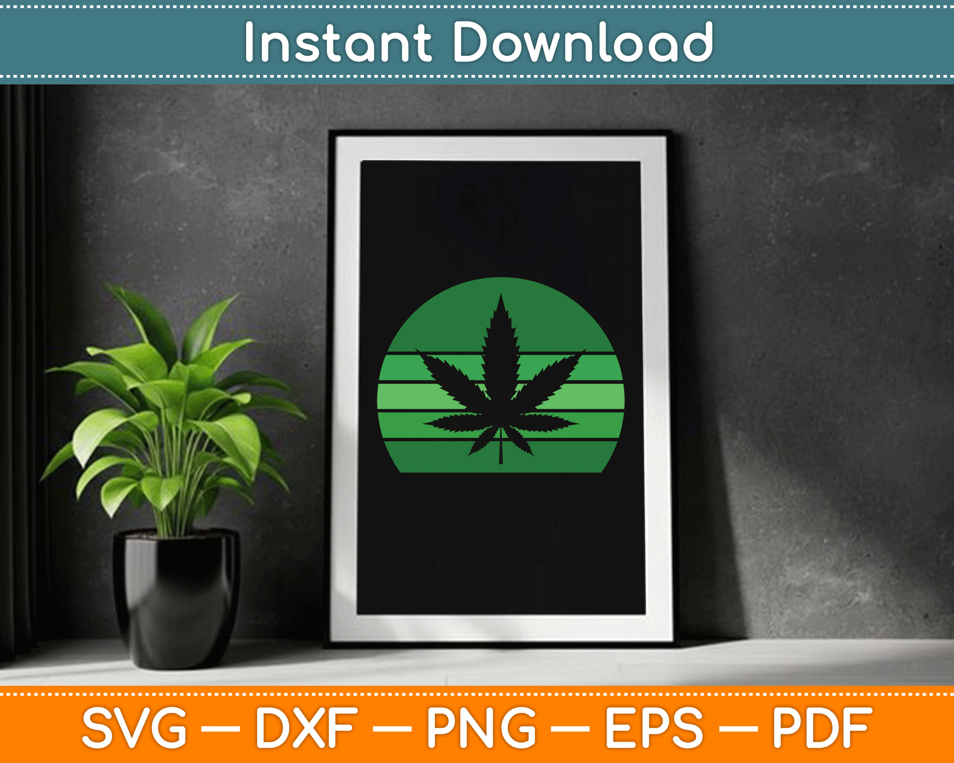 Vintage Marijuana Pot Leaf Hemp Leaf Retro SVG Digital Cutting File