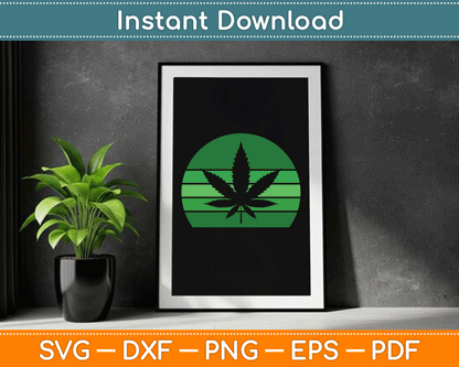 Vintage Marijuana Pot Leaf Hemp Leaf Retro SVG Digital Cutting File