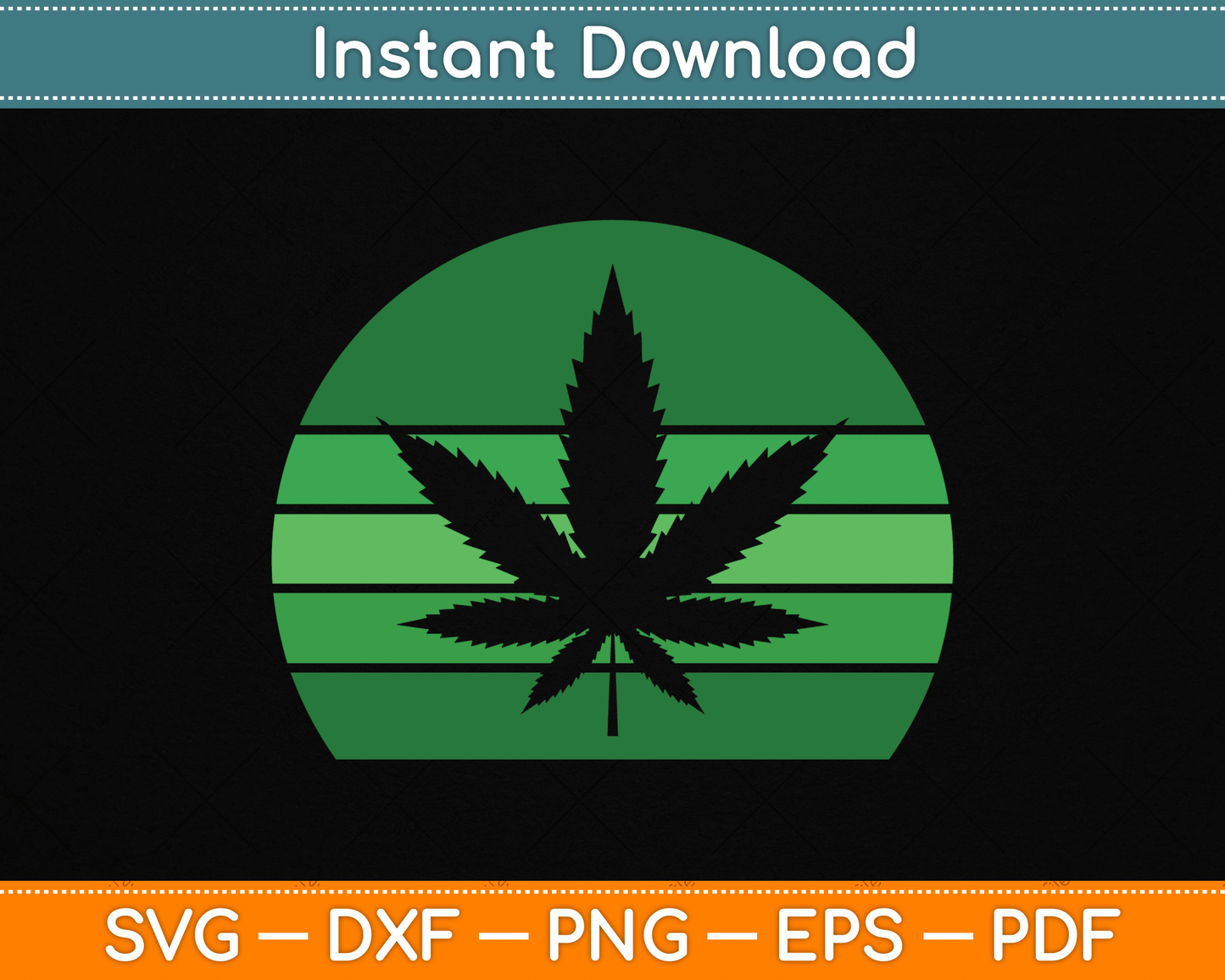 Vintage Marijuana Pot Leaf Hemp Leaf Retro SVG Digital Cutting File