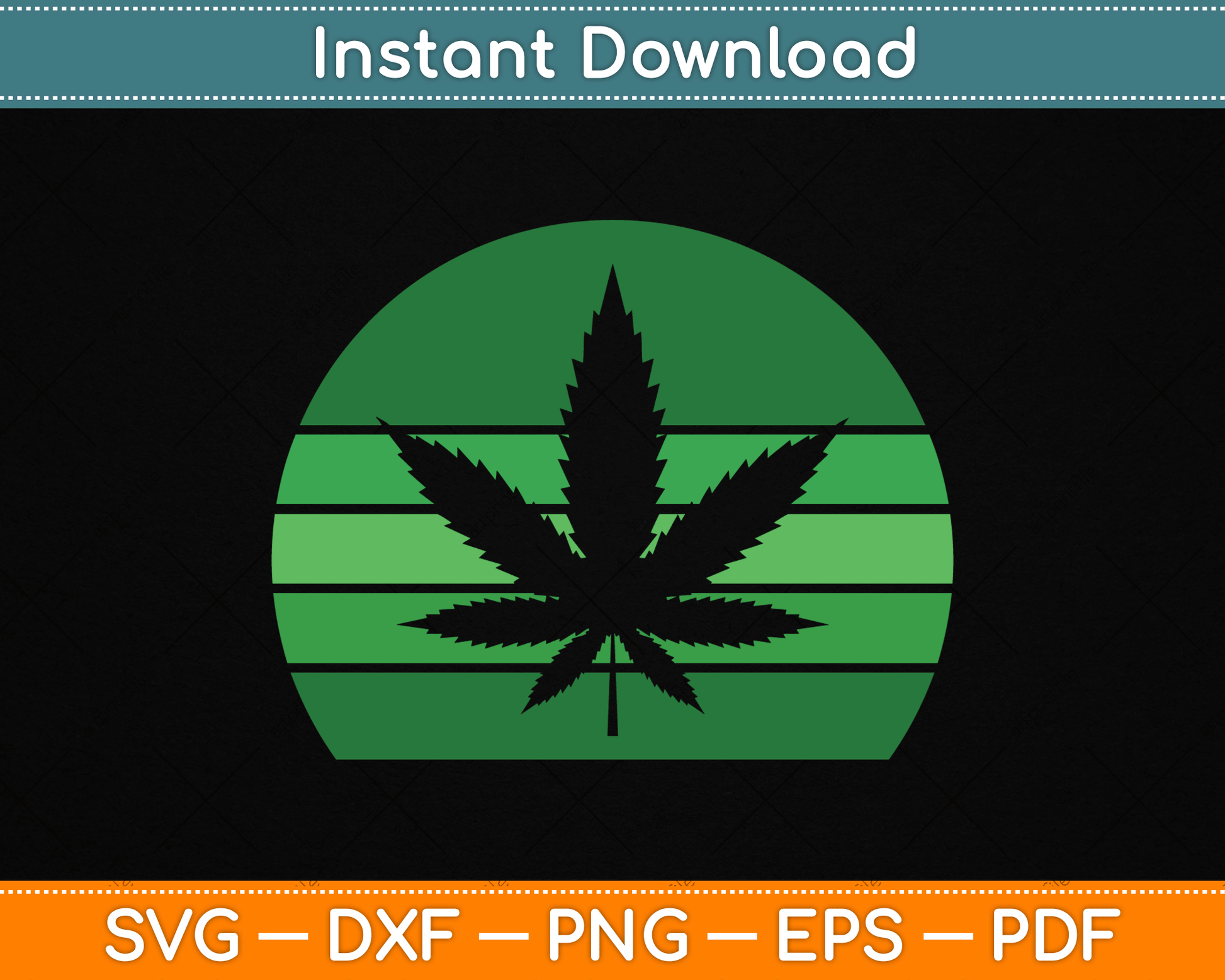 Vintage Marijuana Pot Leaf Hemp Leaf Retro SVG Digital Cutting File