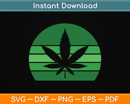 Vintage Marijuana Pot Leaf Hemp Leaf Retro SVG Digital Cutting File