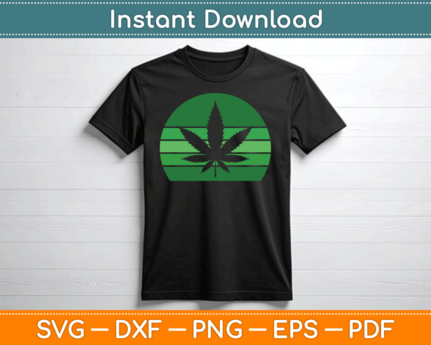 Vintage Marijuana Pot Leaf Hemp Leaf Retro SVG Digital Cutting File