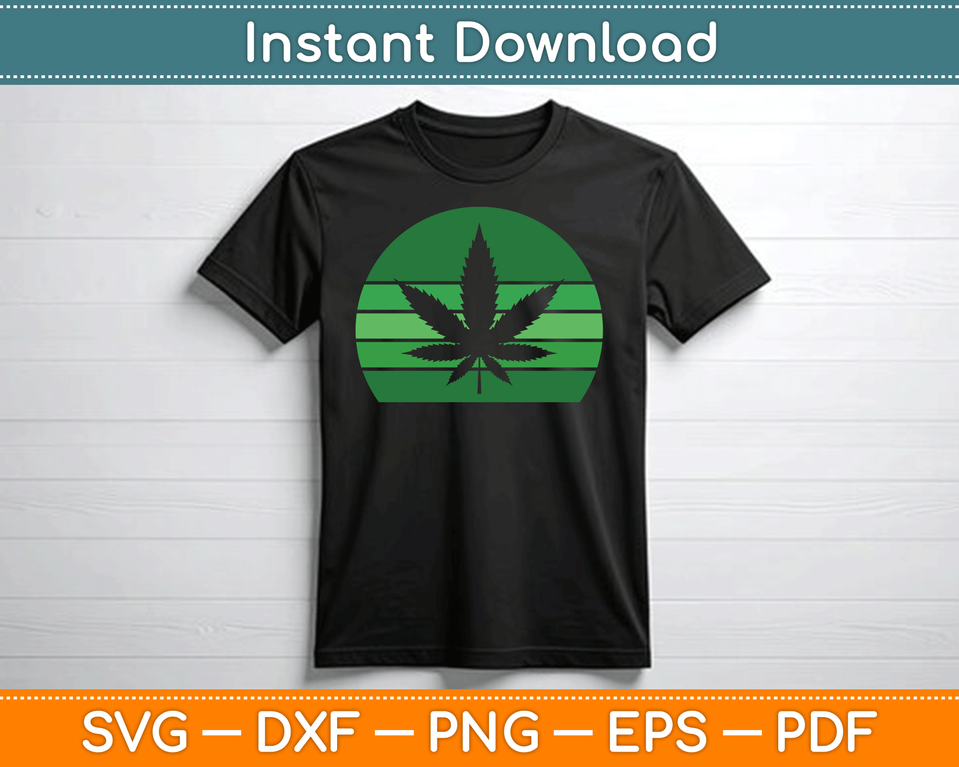 Vintage Marijuana Pot Leaf Hemp Leaf Retro SVG Digital Cutting File